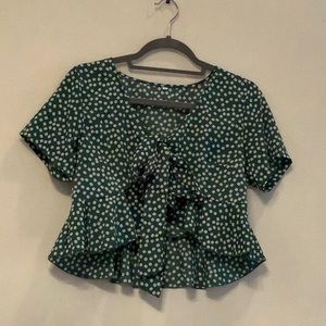 Ditsy floral tie front chiffon top